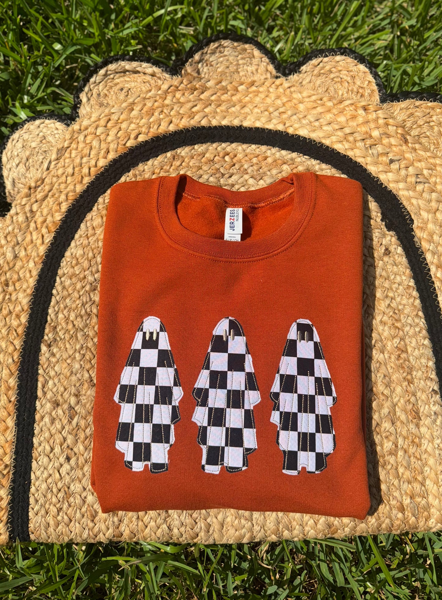 Check embroidered ghost