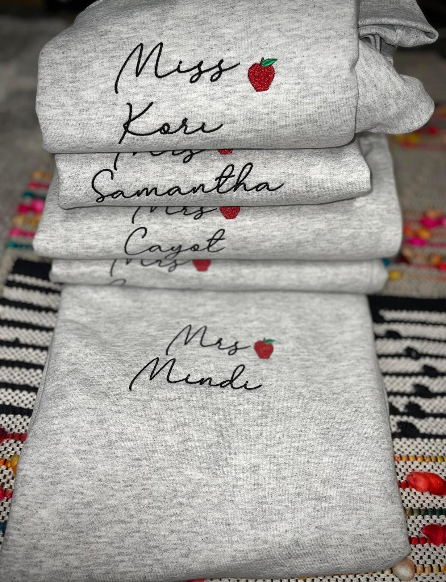 Teacher embroidered sweatshirts