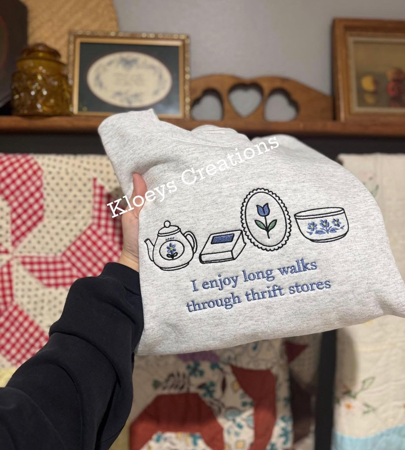 Long walks- thrift store. EMBROIDERED