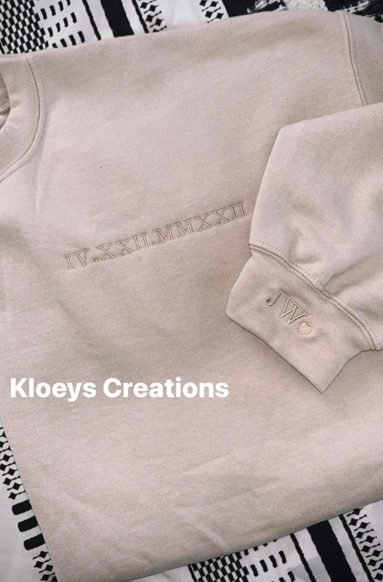 Roman numerals embroidered